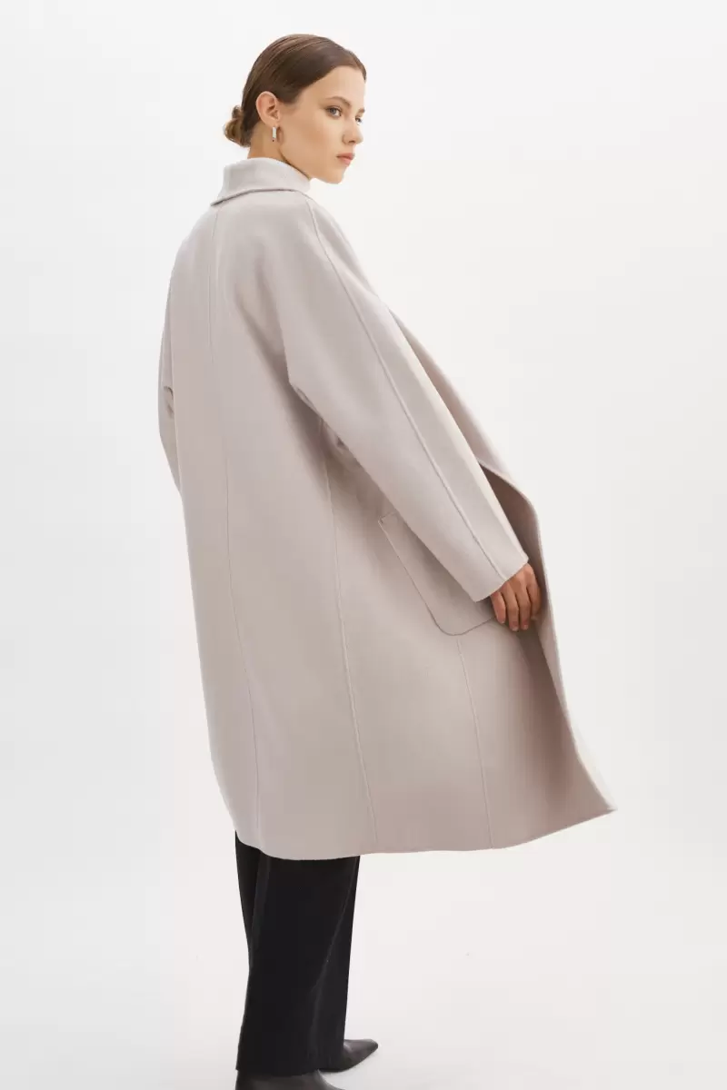 Feather Grey Coats & Jackets Lamarque Stylish Women Thara | Shawl Collar Wool Coat - 4