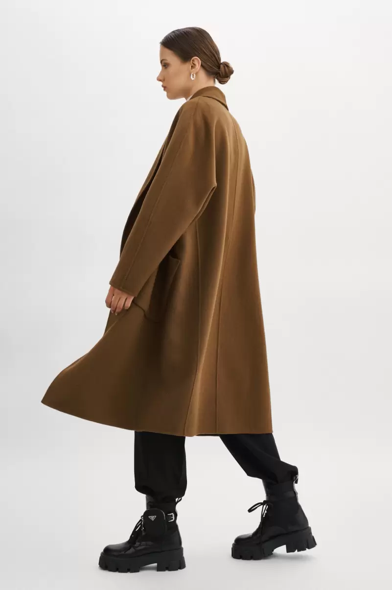 Milk Chocolate Women Coats & Jackets Redefine Lamarque Thara | Shawl Collar Wool Coat - 4