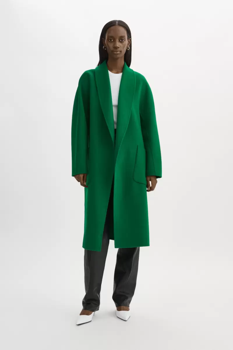 Promo Thara | Shawl Collar Wool Coat Women Lamarque Vibrant Green Coats & Jackets - 1