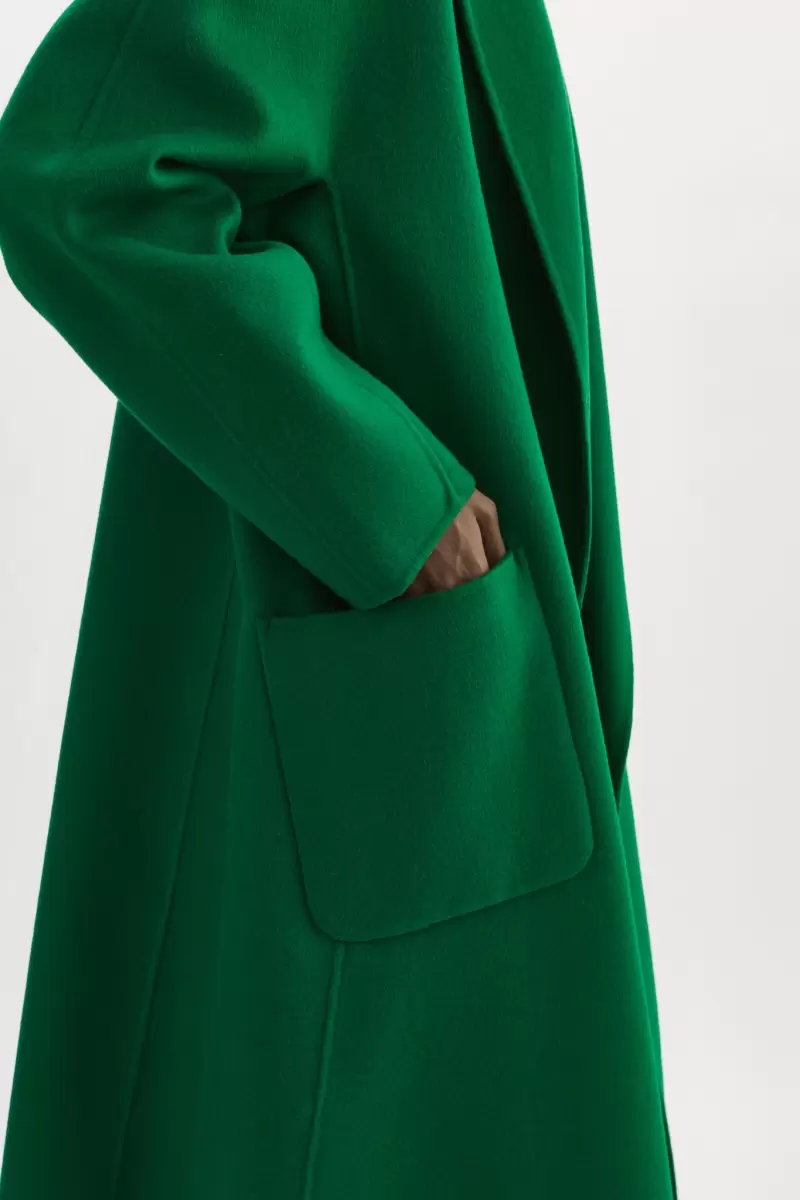 Promo Thara | Shawl Collar Wool Coat Women Lamarque Vibrant Green Coats & Jackets - 4