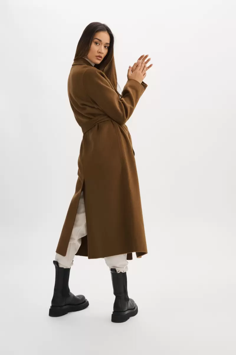 Coats & Jackets Vanessa | Wool Coat Embody Lamarque Milk Chocolate Women - 2