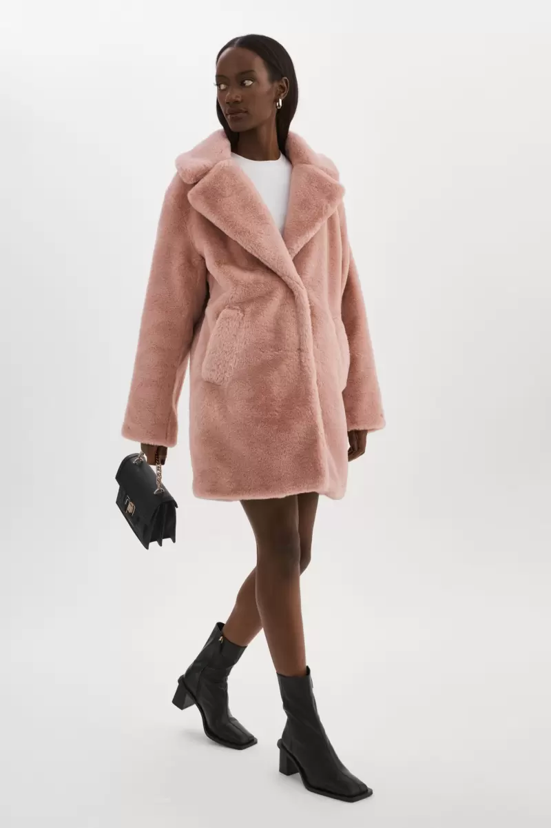Organic Women Lamarque Linnea | Faux Fur Coat Coats & Jackets Smoky Pink - 4