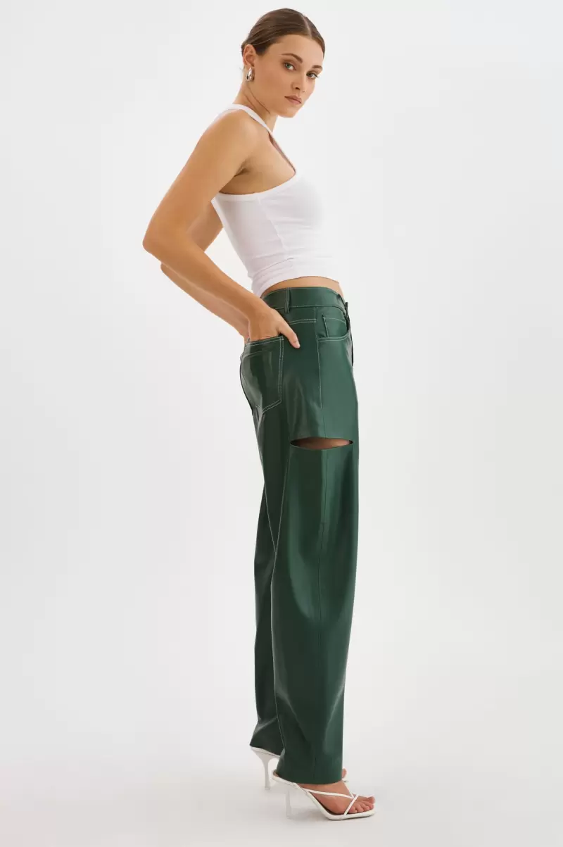 Alpine Green Pants Faleen | Faux Leather Loose Pants Uncompromising Women Lamarque - 2