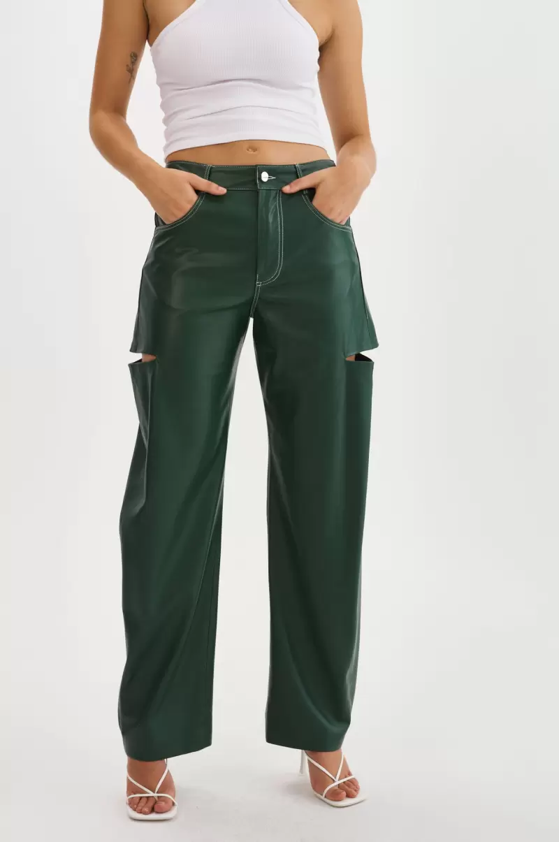 Alpine Green Pants Faleen | Faux Leather Loose Pants Uncompromising Women Lamarque
