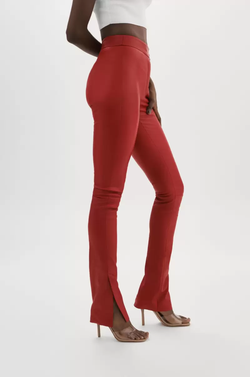 Pants Economical Women Ruby Red Dawn | Stretch Leather Pants Lamarque - 2