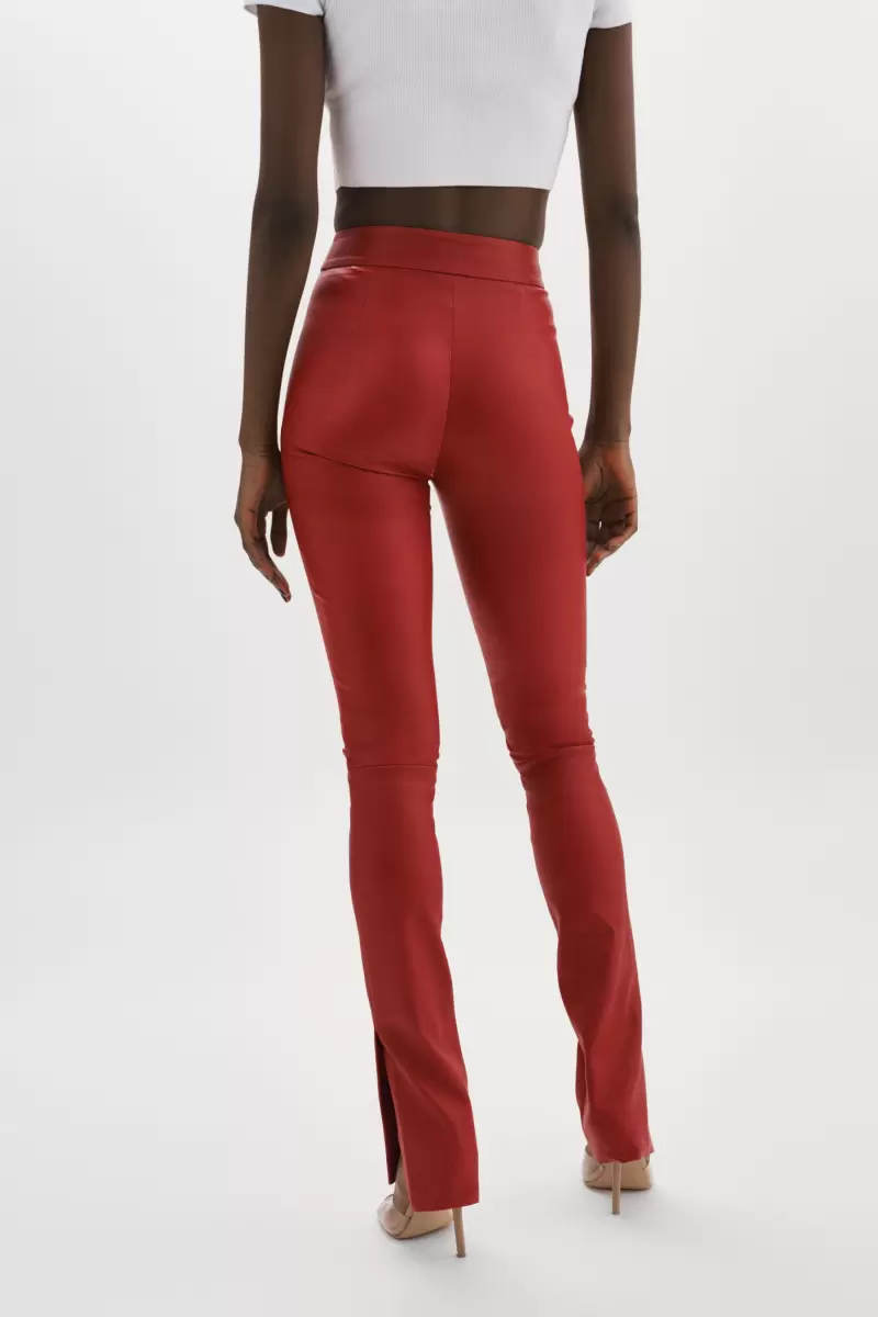 Pants Economical Women Ruby Red Dawn | Stretch Leather Pants Lamarque - 4