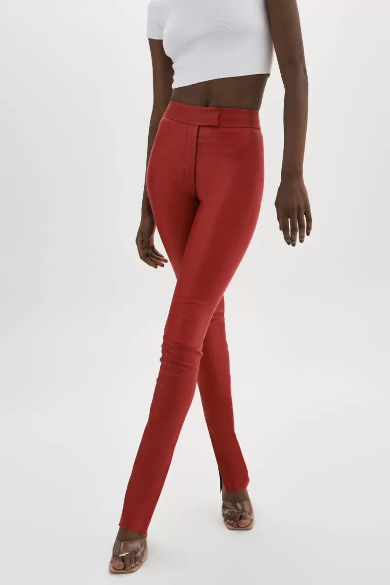 Pants Economical Women Ruby Red Dawn | Stretch Leather Pants Lamarque