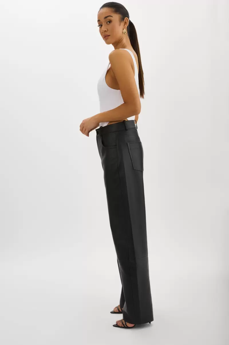 Rida | Relaxed Leather Pants Black Lamarque Pants Women Affordable - 3