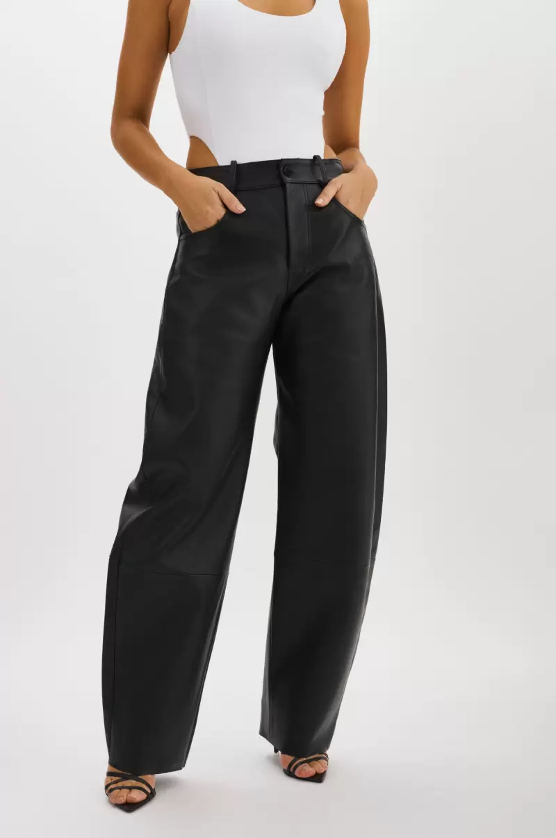 Rida | Relaxed Leather Pants Black Lamarque Pants Women Affordable