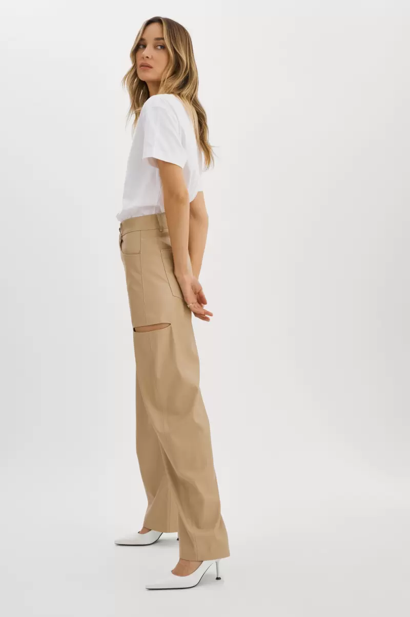Lamarque Faleen | Faux Leather Loose Pants Wheat Pants Top Women - 4