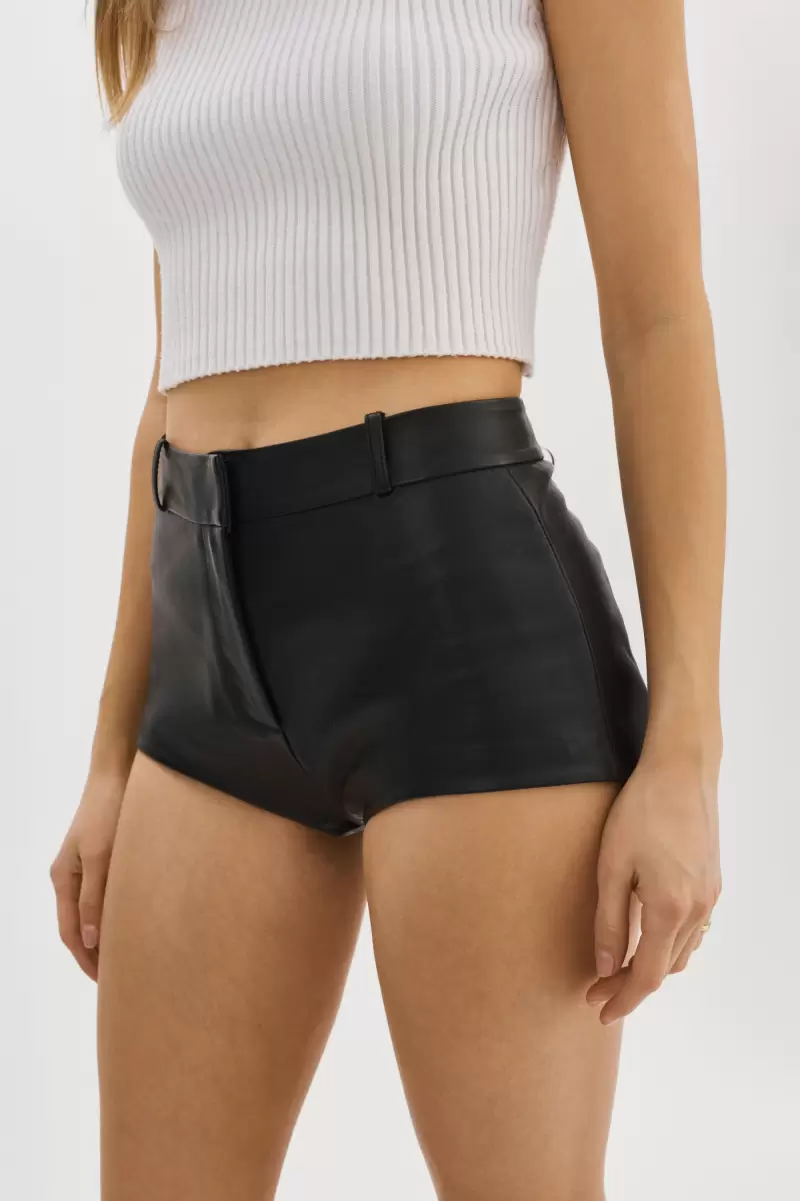Personalized Black Pants Women Annaise | Leather Hot Shorts Lamarque - 3