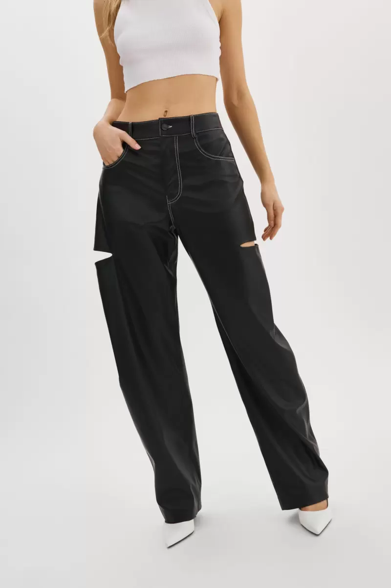 Lamarque Cost-Effective Women Black Faleen | Faux Leather Loose Pants Pants - 1