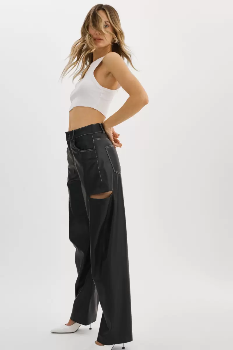 Lamarque Cost-Effective Women Black Faleen | Faux Leather Loose Pants Pants - 2