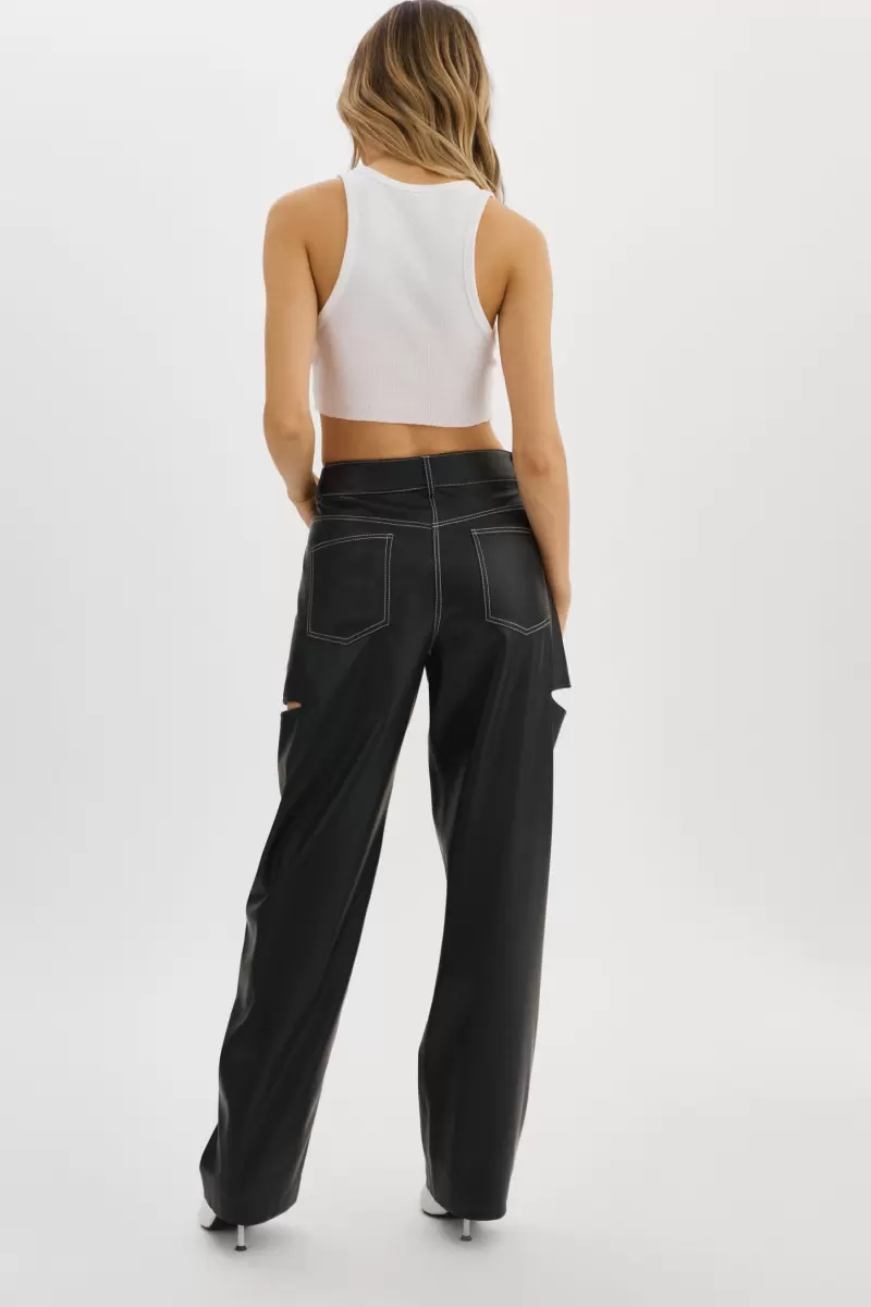 Lamarque Cost-Effective Women Black Faleen | Faux Leather Loose Pants Pants - 3