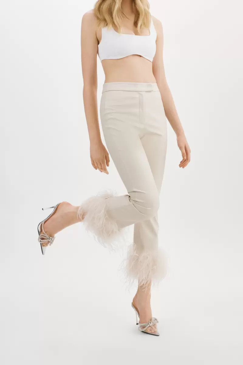 Pants Bone Lamarque Pagetta | Feather Trimmed Trousers Top Women - 4