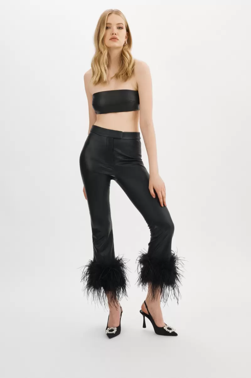 Lamarque Pagetta | Feather Trimmed Trousers Pants Convenient Women Black - 2