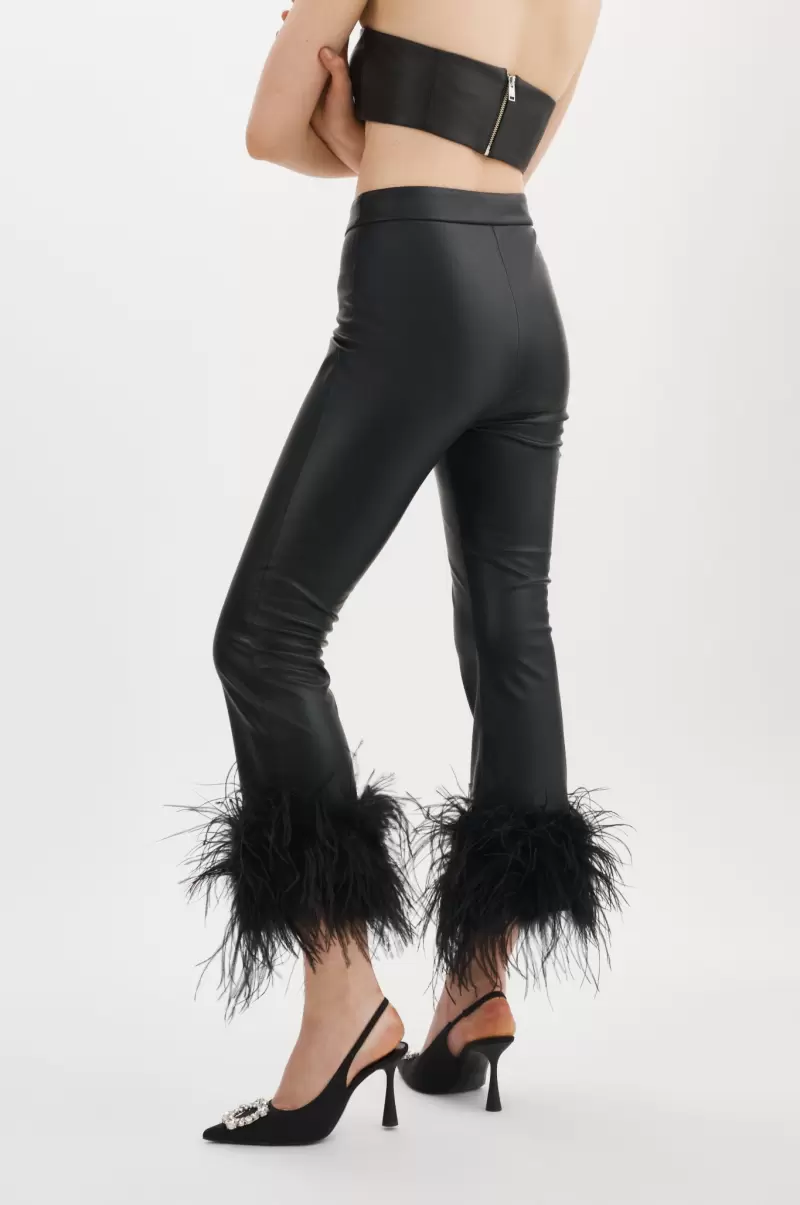 Lamarque Pagetta | Feather Trimmed Trousers Pants Convenient Women Black - 4