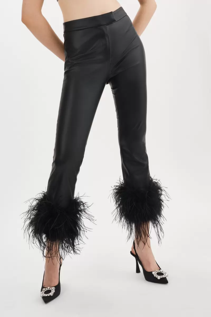 Lamarque Pagetta | Feather Trimmed Trousers Pants Convenient Women Black