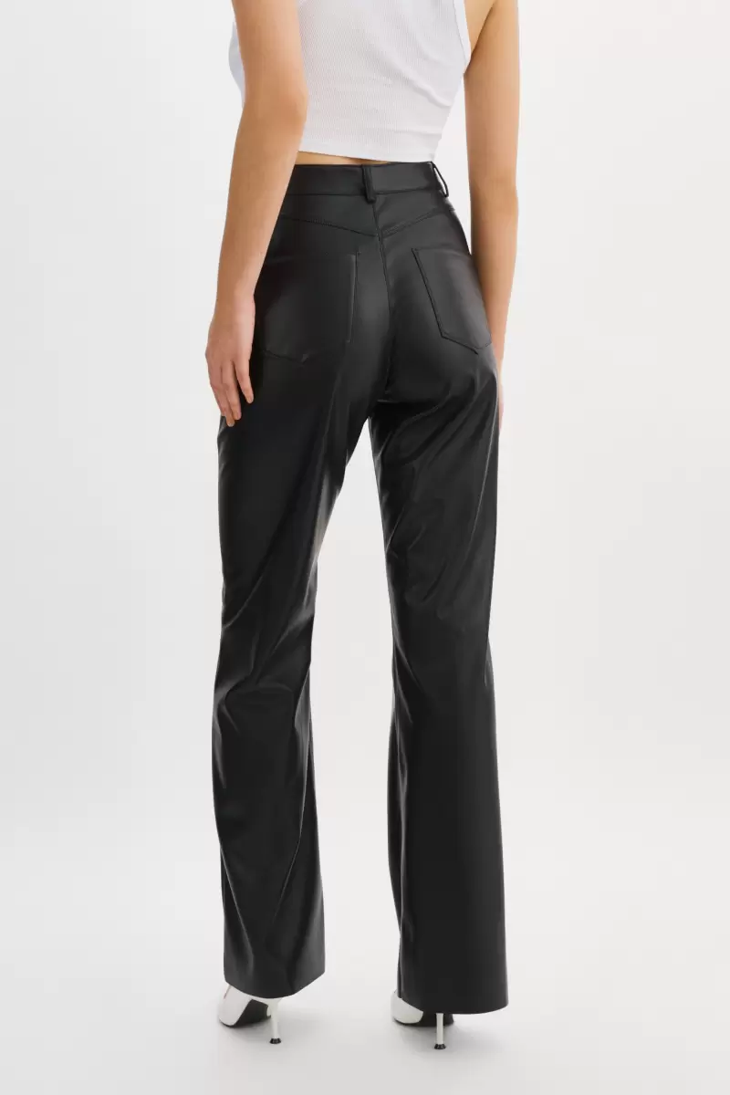 Luxury Women Black Pants Tavi Black Faux Leather Pants Lamarque - 4