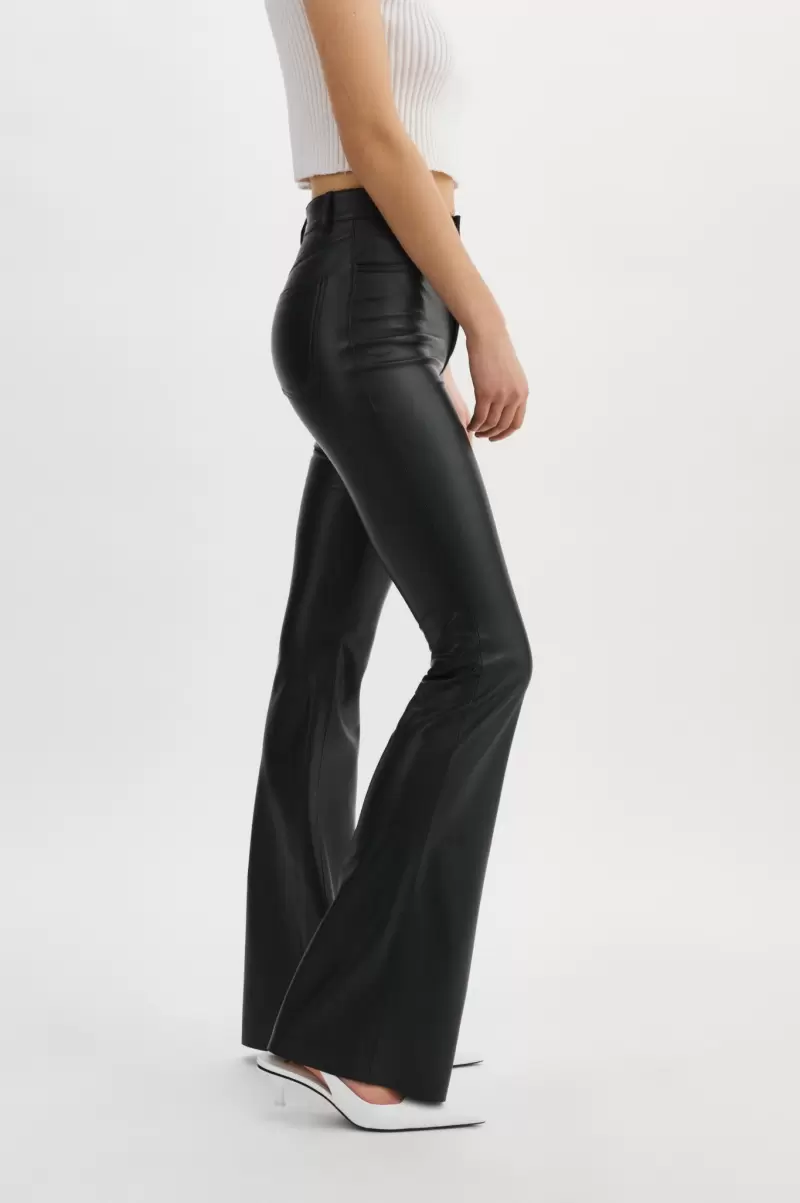 Black Kaida | Faux Leather Flare Pants Comfortable Women Pants Lamarque - 2