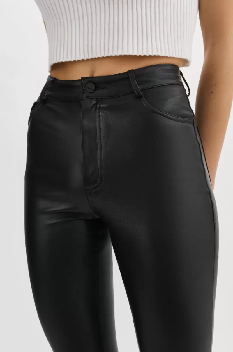 Black Kaida | Faux Leather Flare Pants Comfortable Women Pants Lamarque - 3
