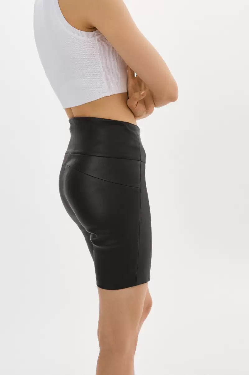 Cheap Dari | Leather Biker Shorts Pants Black Women Lamarque - 1