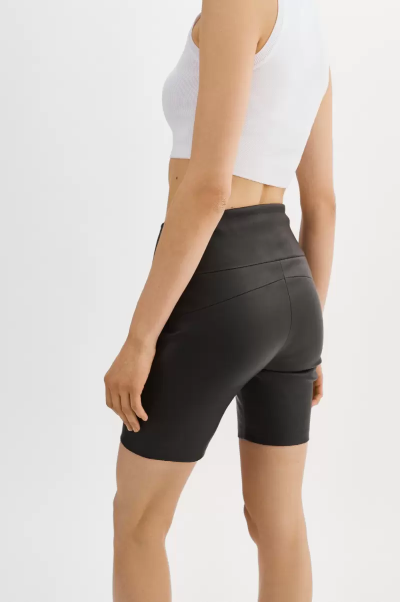 Cheap Dari | Leather Biker Shorts Pants Black Women Lamarque - 3