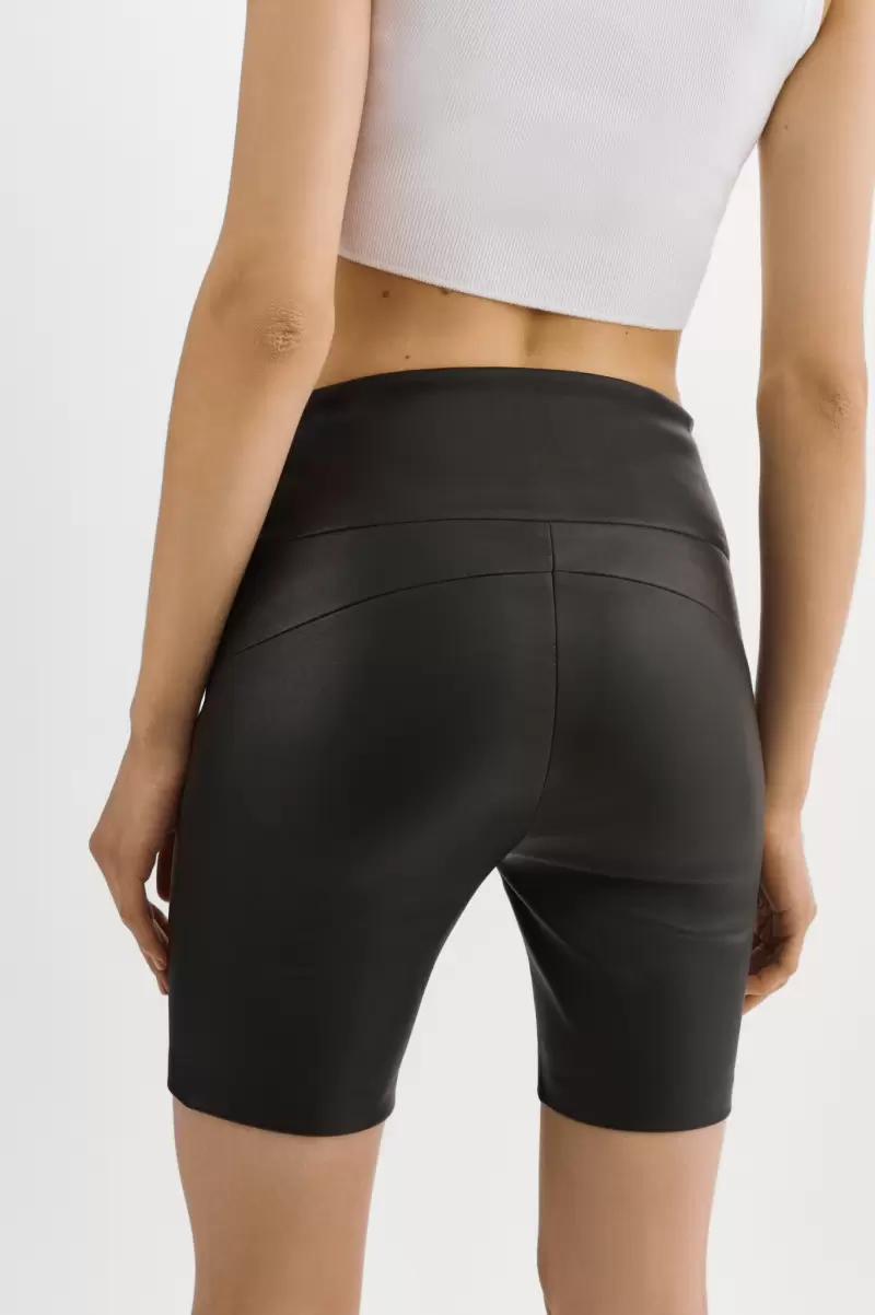 Cheap Dari | Leather Biker Shorts Pants Black Women Lamarque - 4