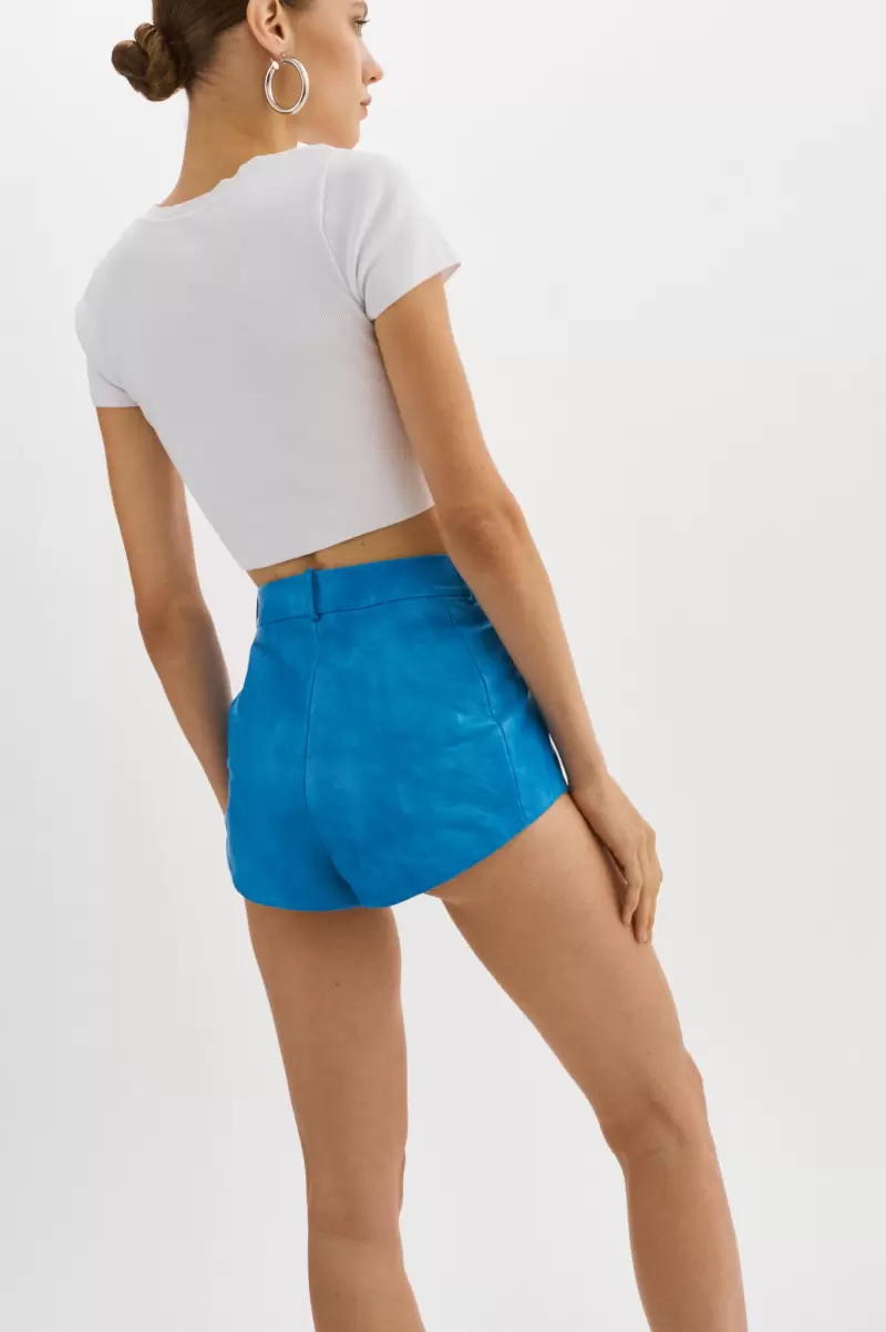 Women Latest Lamarque Faded Jean Annaise | Leather Hot Shorts Pants - 4