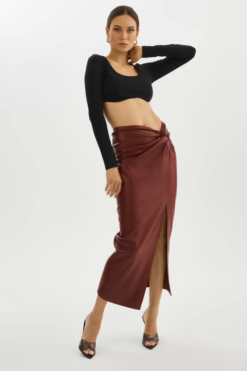Skirts Lamarque Women Reduced Syrah Eileen | Faux Leather  Maxi Skirt - 1