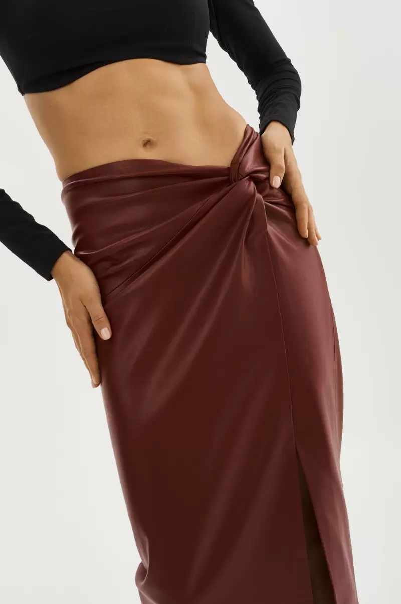 Skirts Lamarque Women Reduced Syrah Eileen | Faux Leather  Maxi Skirt - 4