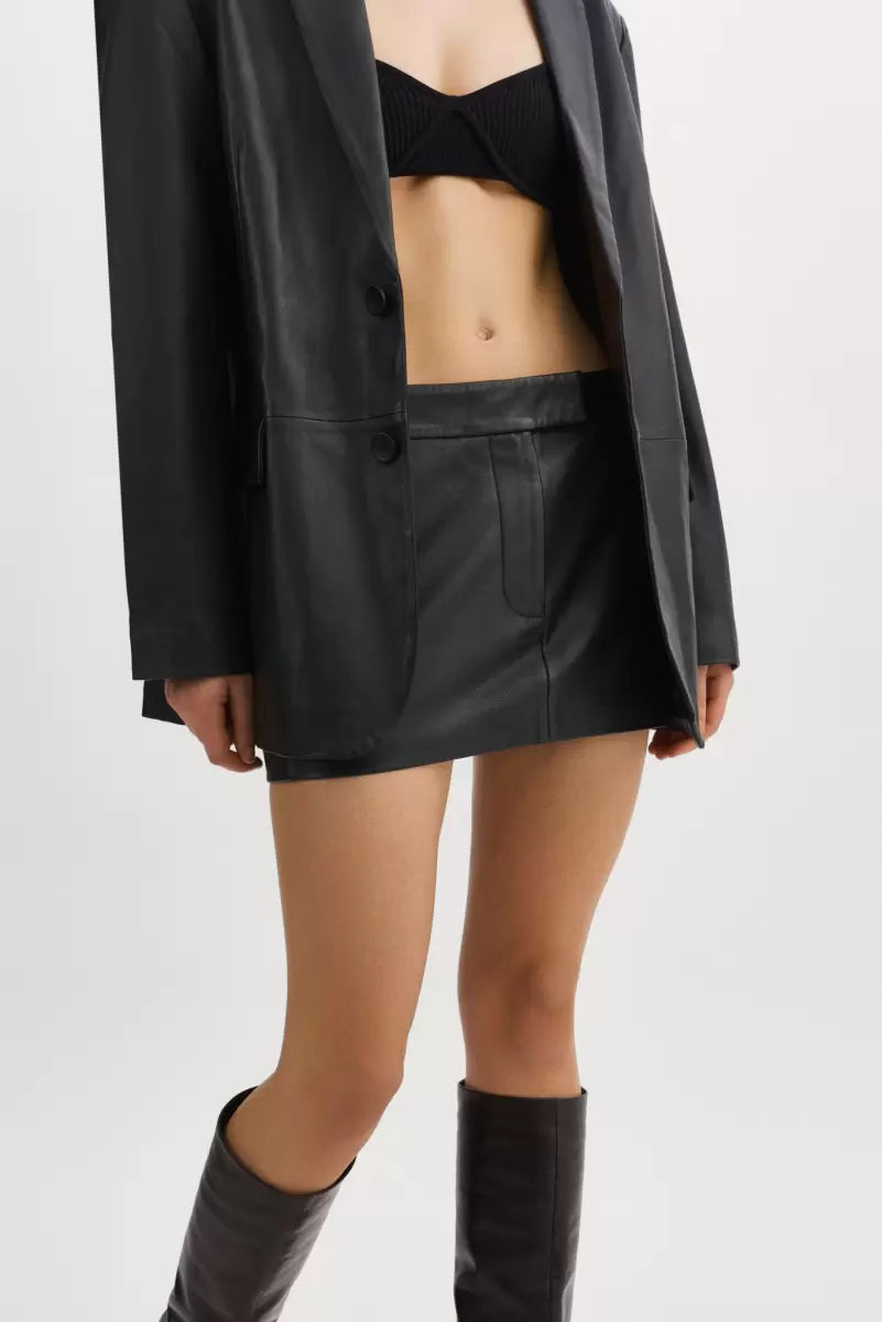 Lamarque Women Sustainable Skirts Inaya | Leather Micro Mini Skirt Black - 4