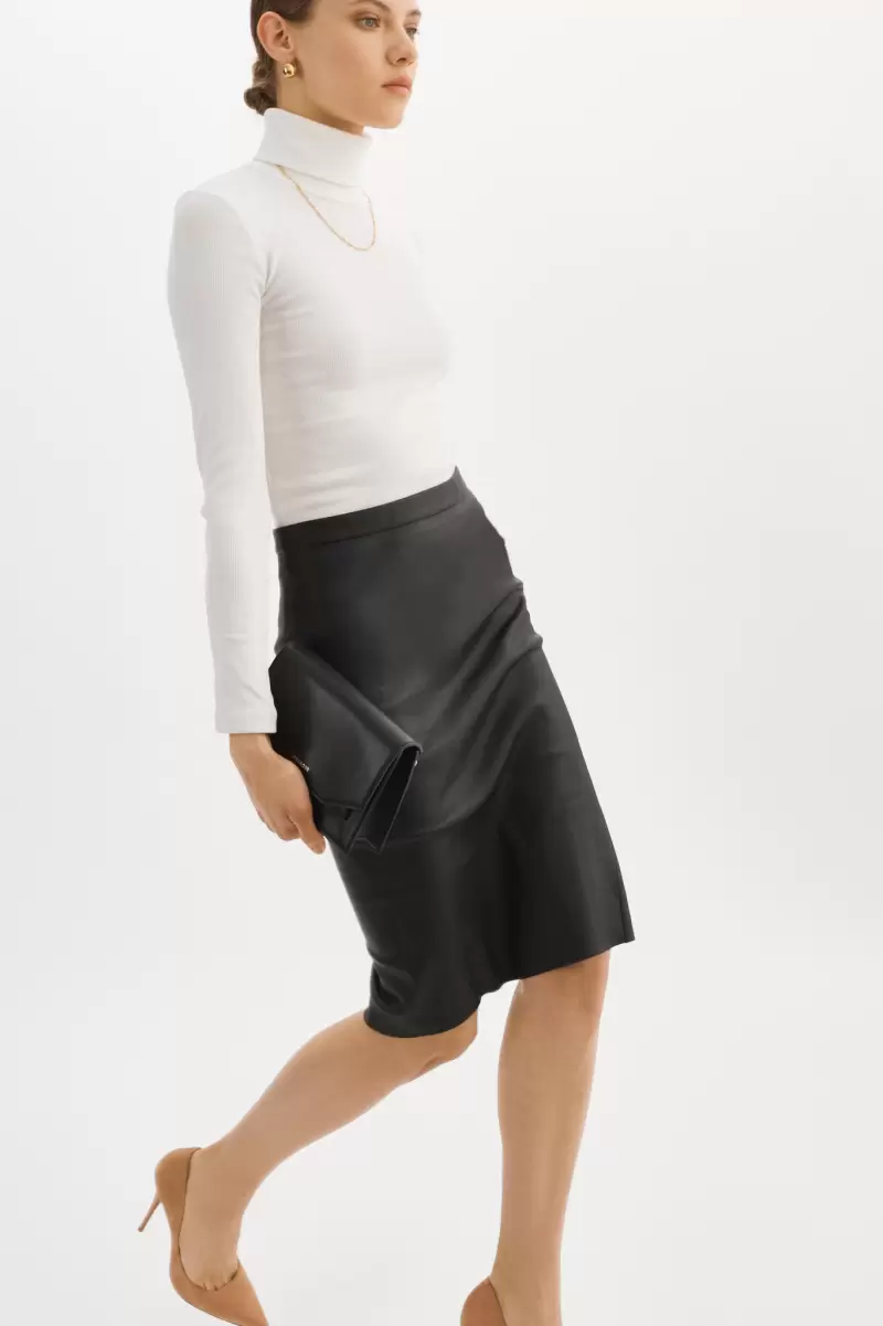 Custom Black Women Skirts Lamarque Avana | Leather Pencil Skirt - 1