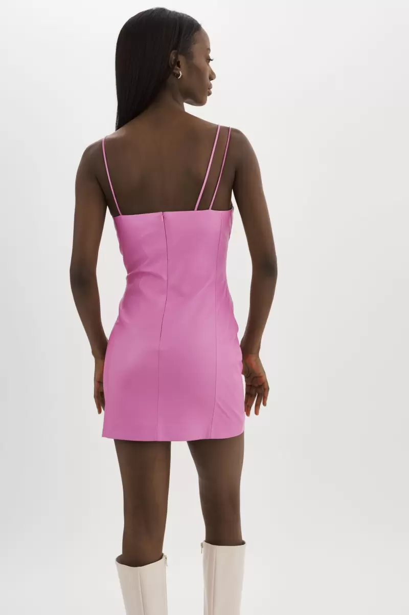 Delicate Dresses Lamarque Bodacious Pink Nadia | Leather Mini Dress Women - 4