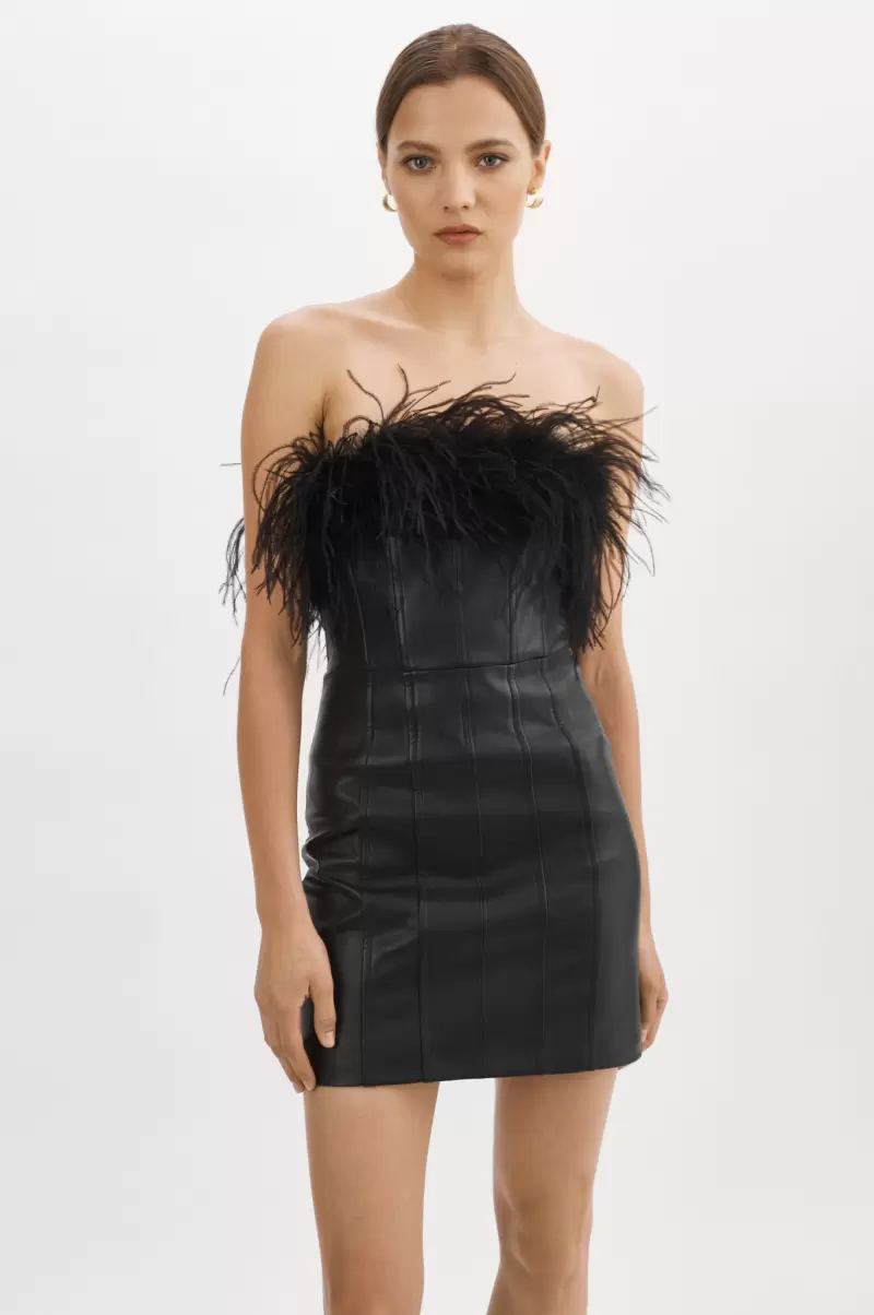Jacinda | Leather Bustier Dress Women Lamarque Cashback Black Dresses