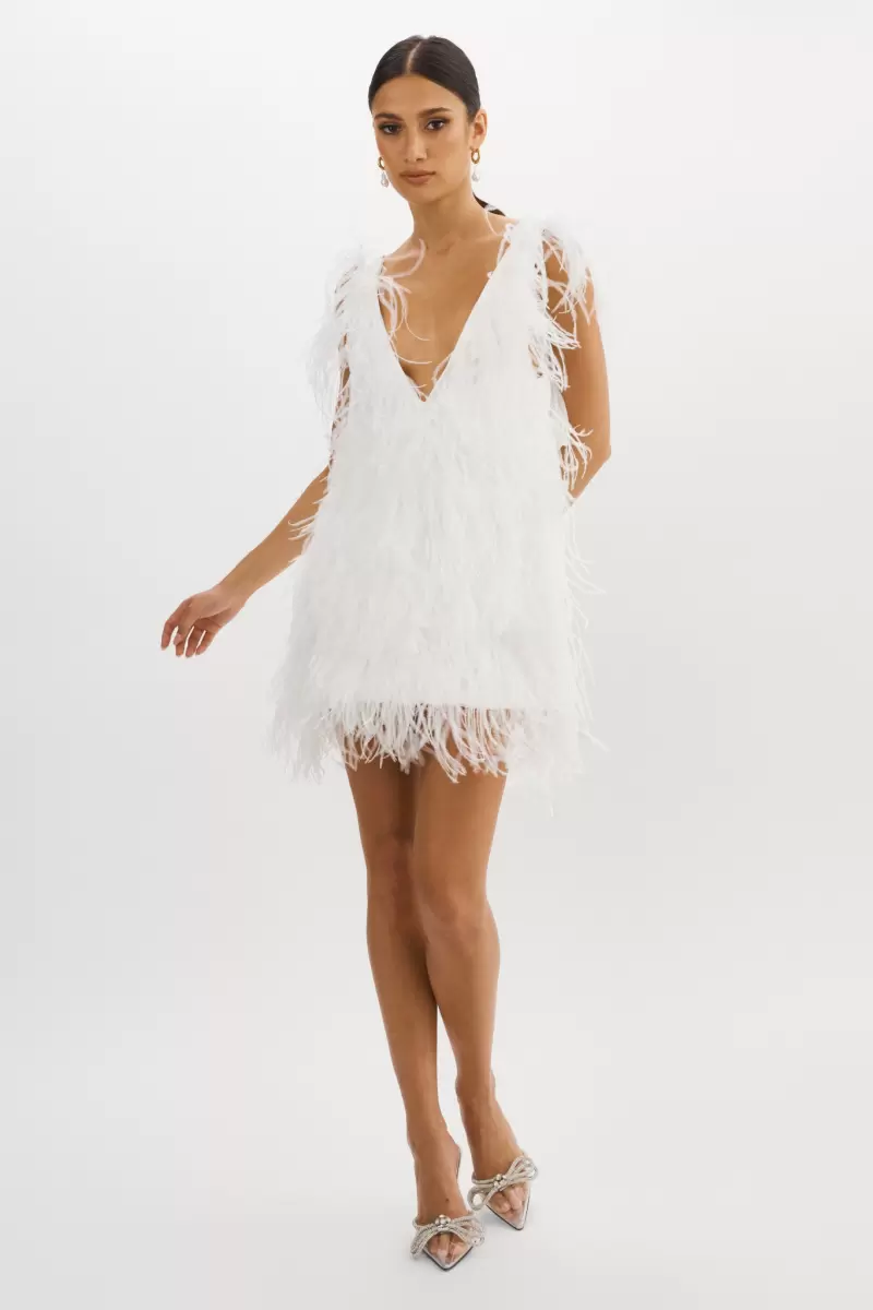 Dresses Store Lamarque White Alena | Feather Dress Women - 1