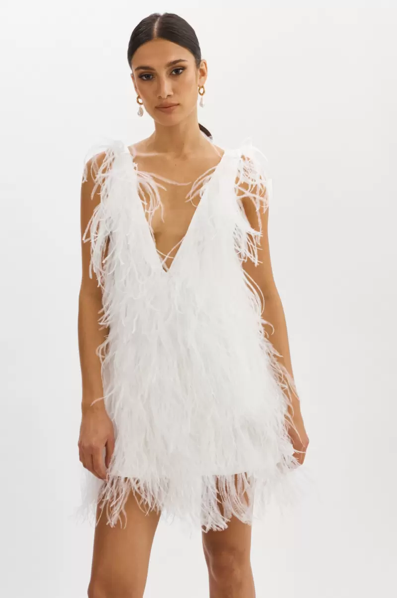 Dresses Store Lamarque White Alena | Feather Dress Women - 2