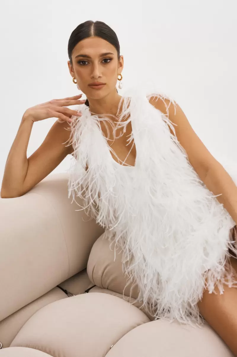 Dresses Store Lamarque White Alena | Feather Dress Women