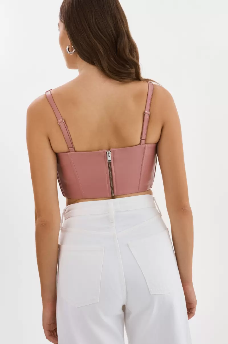 Tabia | Leather Corset Top Lamarque Women Tops Deal Mauve Pink - 4