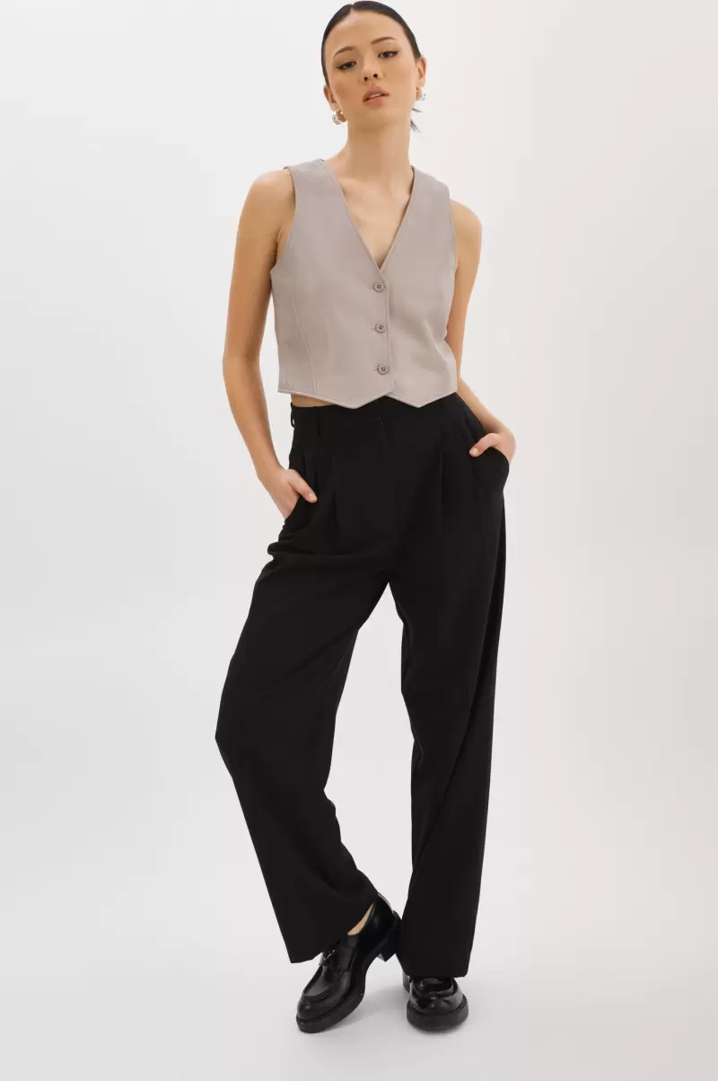 Stylish Ash Grey Women Lamarque Kallie | Leather Vest Tops - 3