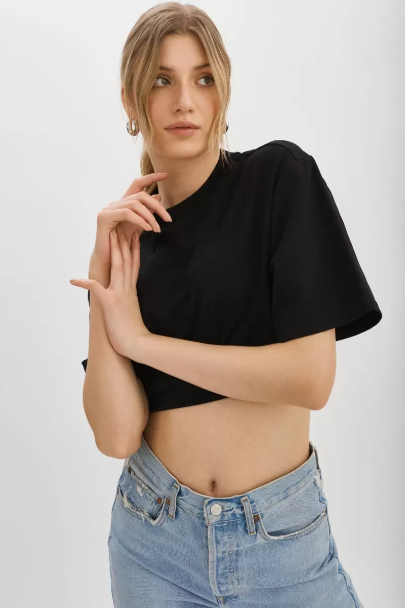 Naia | Cropped Tee Lamarque Tested Black Women Tops - 1
