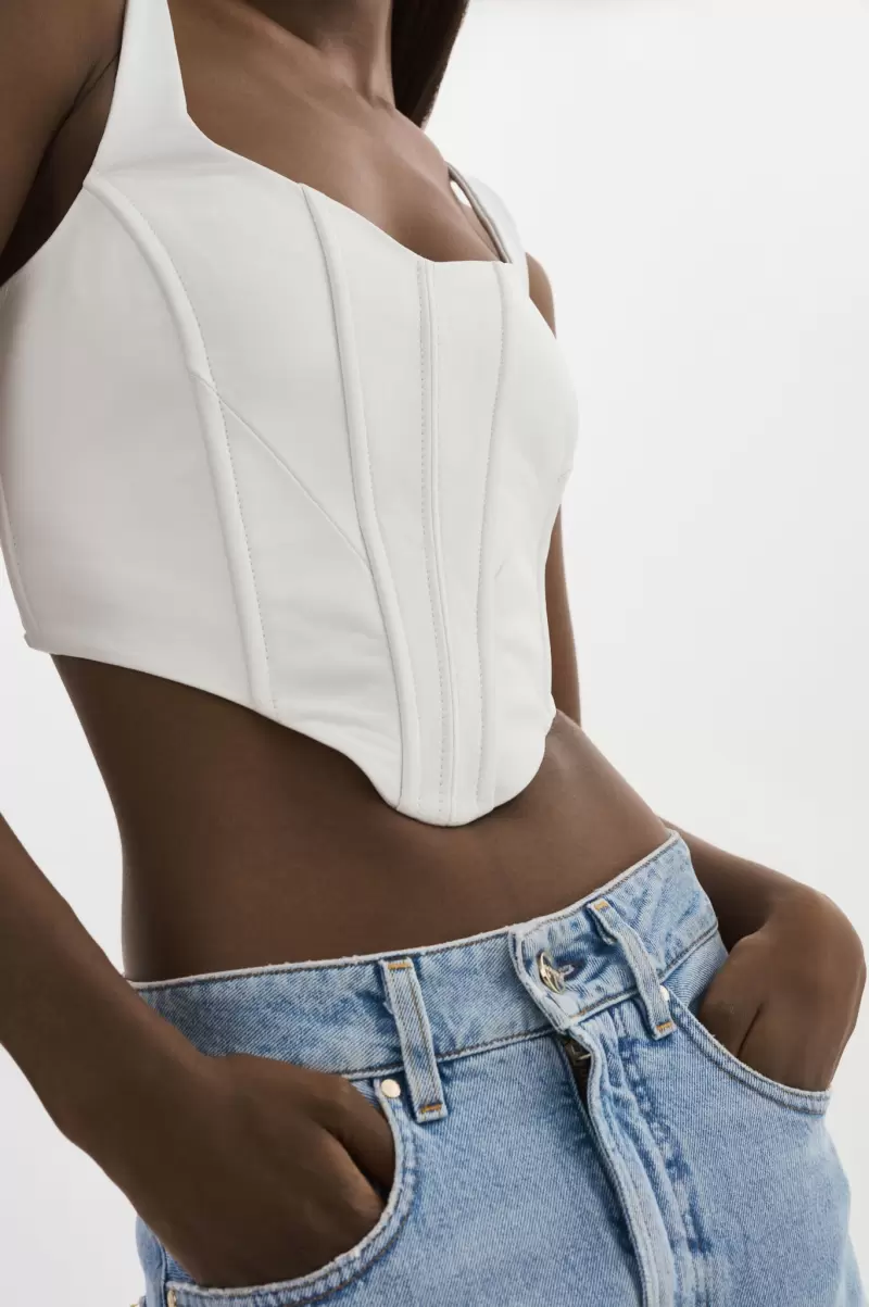 Women White Lamarque Purchase Tops Tabia | Leather Corset Top - 1