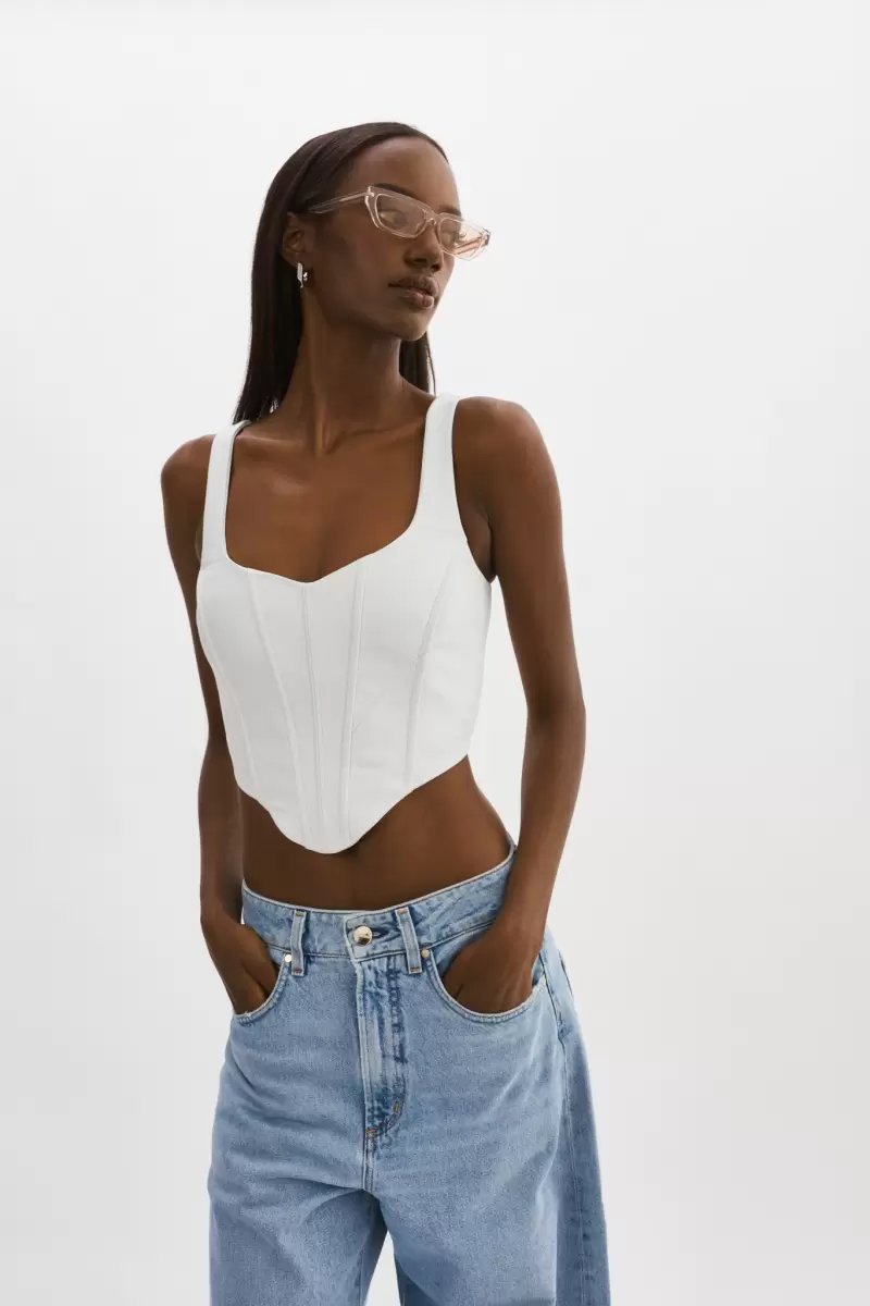 Women White Lamarque Purchase Tops Tabia | Leather Corset Top - 4