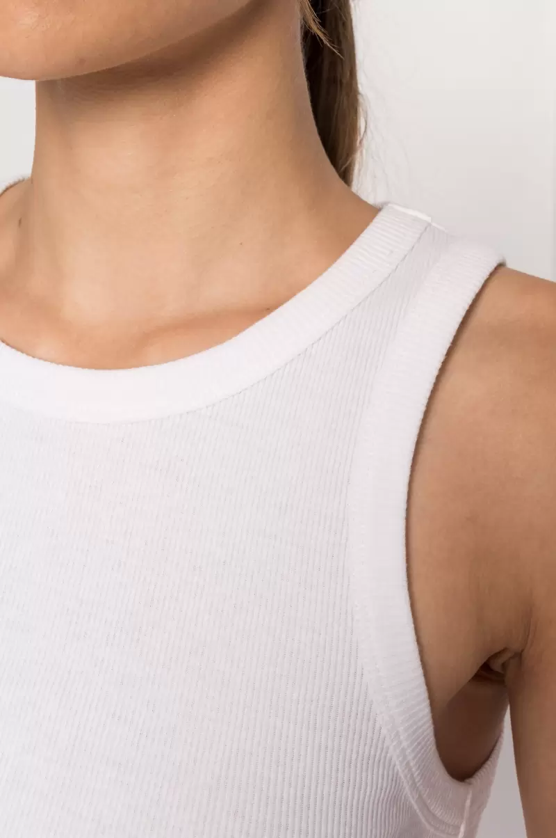 White Lamarque Tops Classic Women Elicia | Ribbed Crop Tank Top - 3