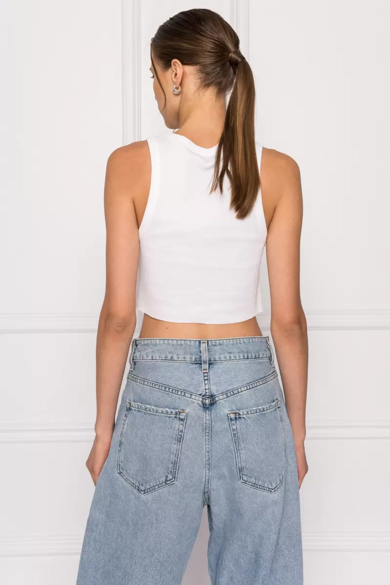 White Lamarque Tops Classic Women Elicia | Ribbed Crop Tank Top - 4