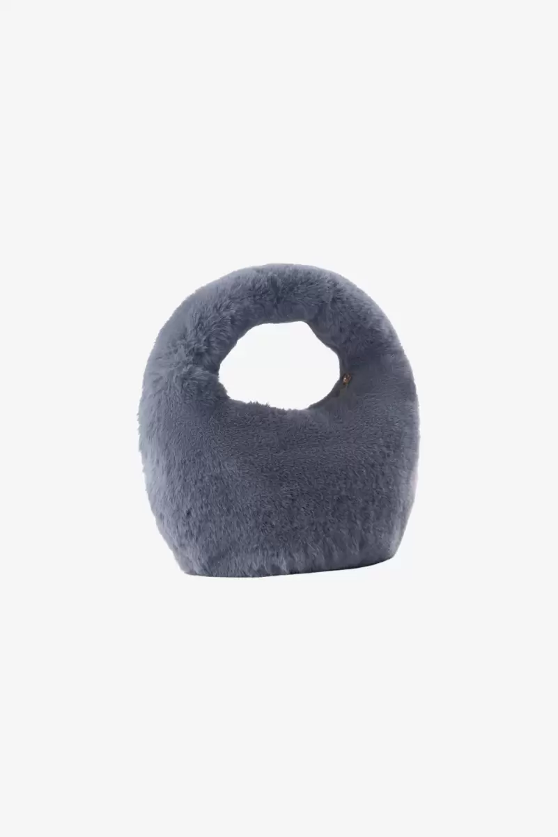 Ingenious Alix | Mini Faux Fur Hobo Bag Smoky Blue Accessories Lamarque Women - 1