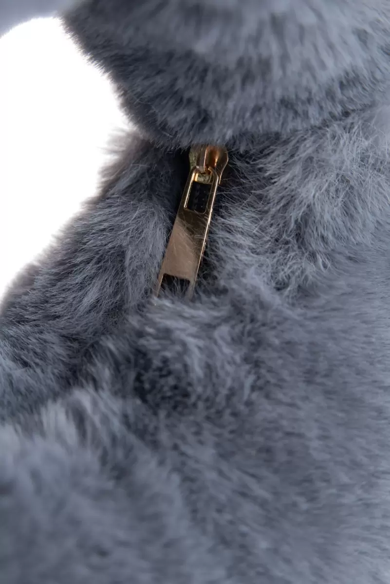 Ingenious Alix | Mini Faux Fur Hobo Bag Smoky Blue Accessories Lamarque Women - 2
