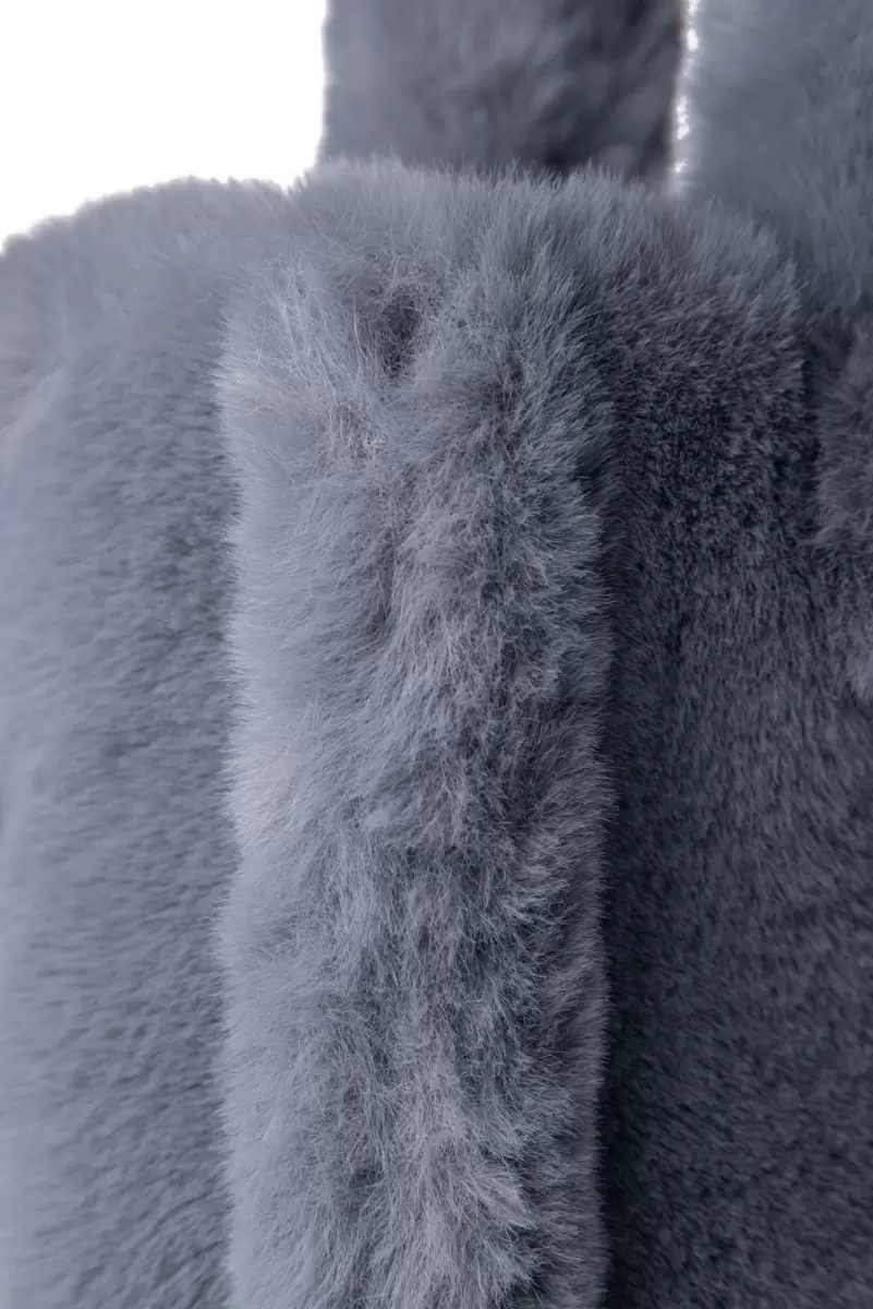 Smoky Blue Effective Jade Faux Fur Tote Bag Accessories Women Lamarque - 2