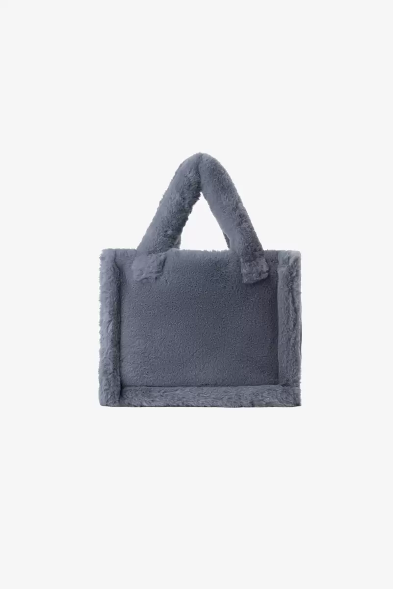 Smoky Blue Effective Jade Faux Fur Tote Bag Accessories Women Lamarque