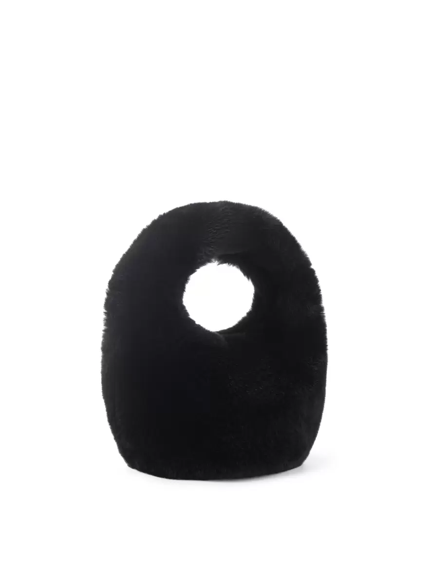Lamarque Accessories Black Alix | Mini Faux Fur Hobo Bag Women Long-Lasting - 1